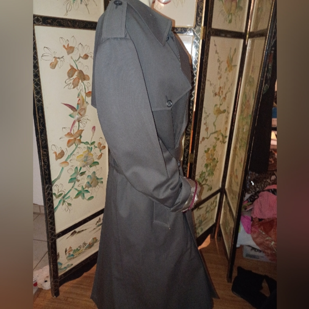 Authentic Vtg Christian Dior Le Connaisseur Trench Coat 44R Taupe Grey - Picture 6 of 14